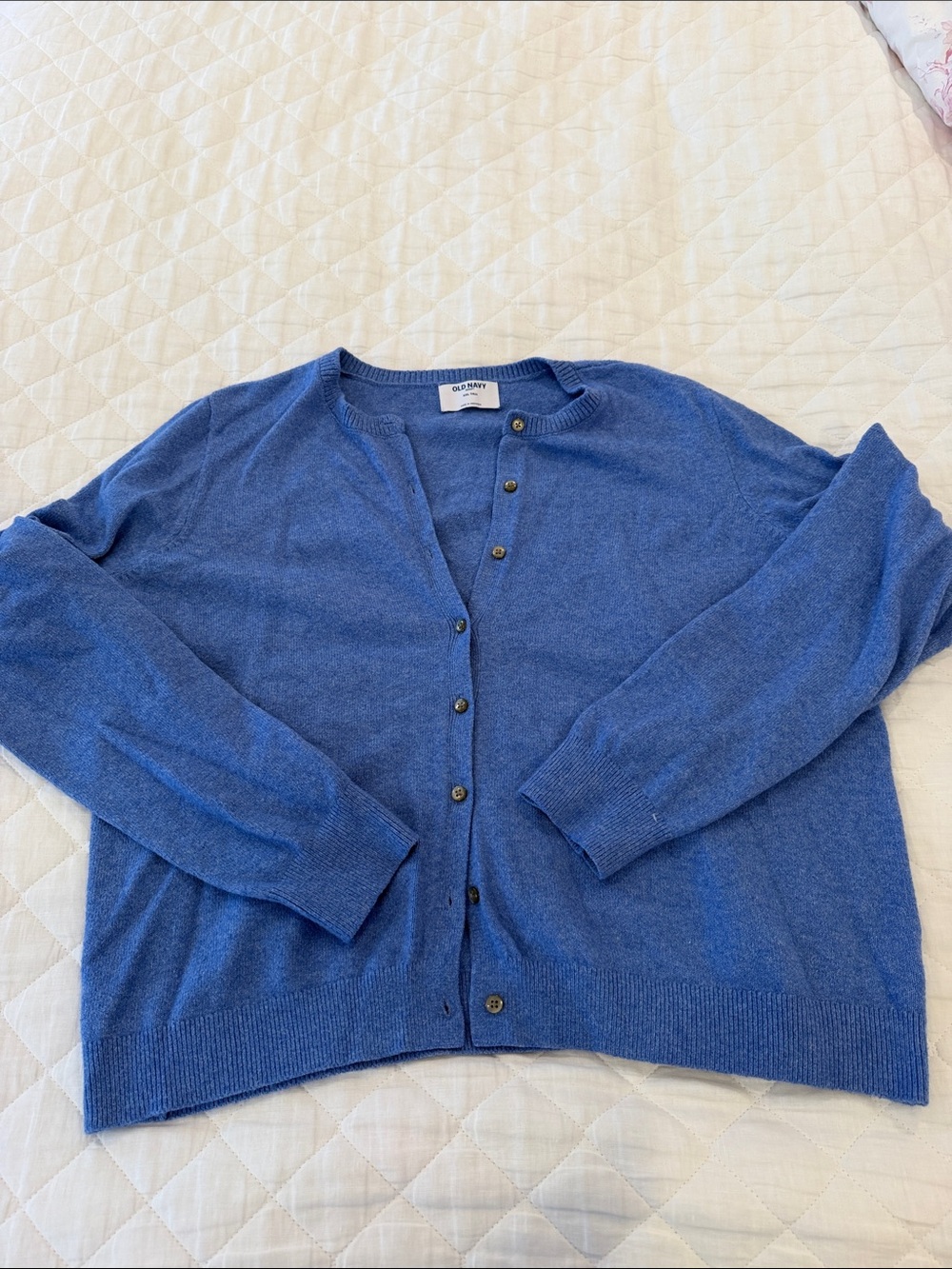 Old Navy Blue Button-Up Crewneck Cardigan